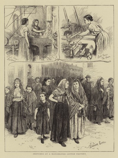 Sketches at a Manchester Cotton Factory by Charles Green